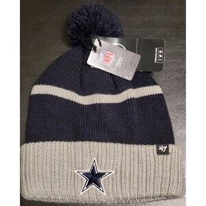 NFL Dallas Cowboys '47 Star Logo Men's Knit Beanie Cap Striped W/Pom NEW W/TAGS